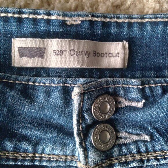 Levi's 529 Curvy Bootcut Blue Medium Wash Denim Jeans W29 L32 Size 8 - Picture 4 of 6